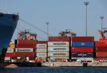 Containers in a port.